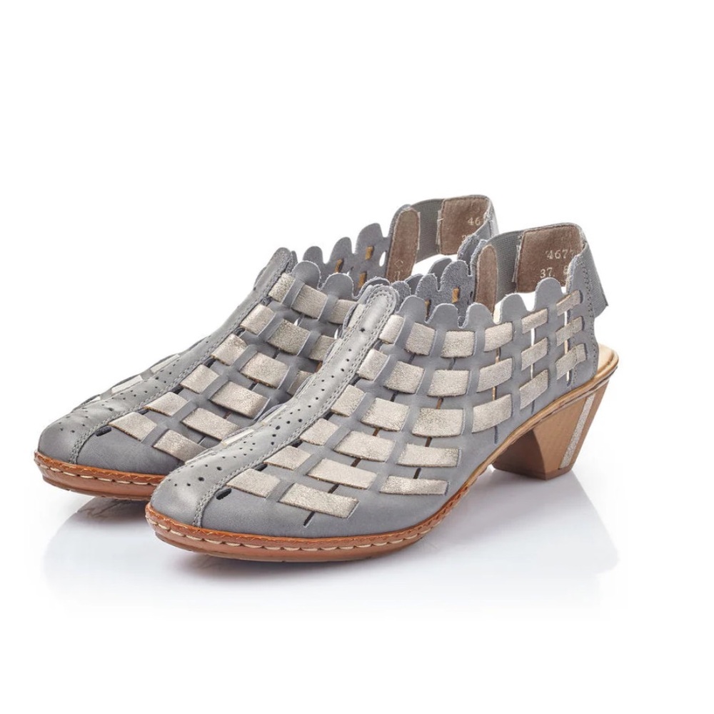 Rieker Sina 78 Woven Leather Anti Stress Closed Toe Slingback Pumps Size 39 NEW - Picture 6 of 8